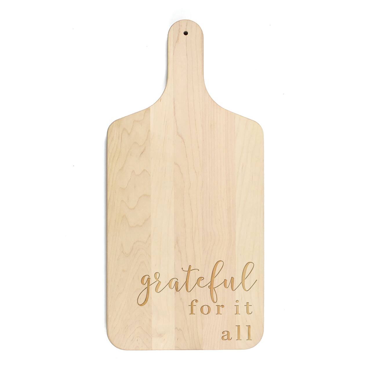 17" Grateful for It All Maple Paddle Cutting Board